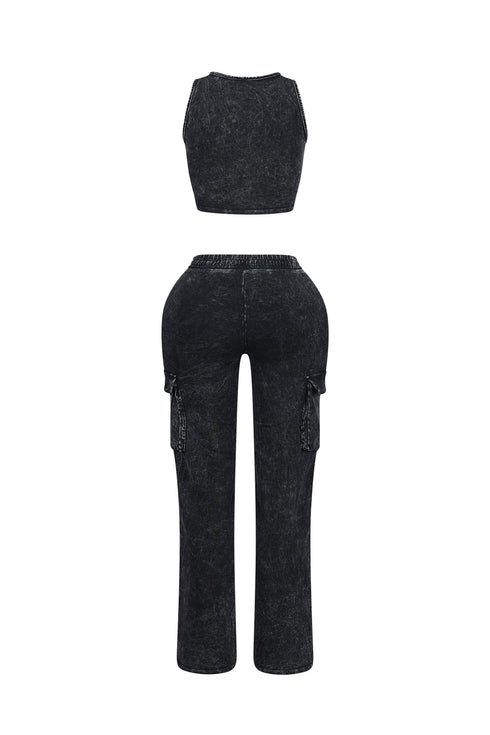 Money Dep Mineral Washed Top & Pants SET